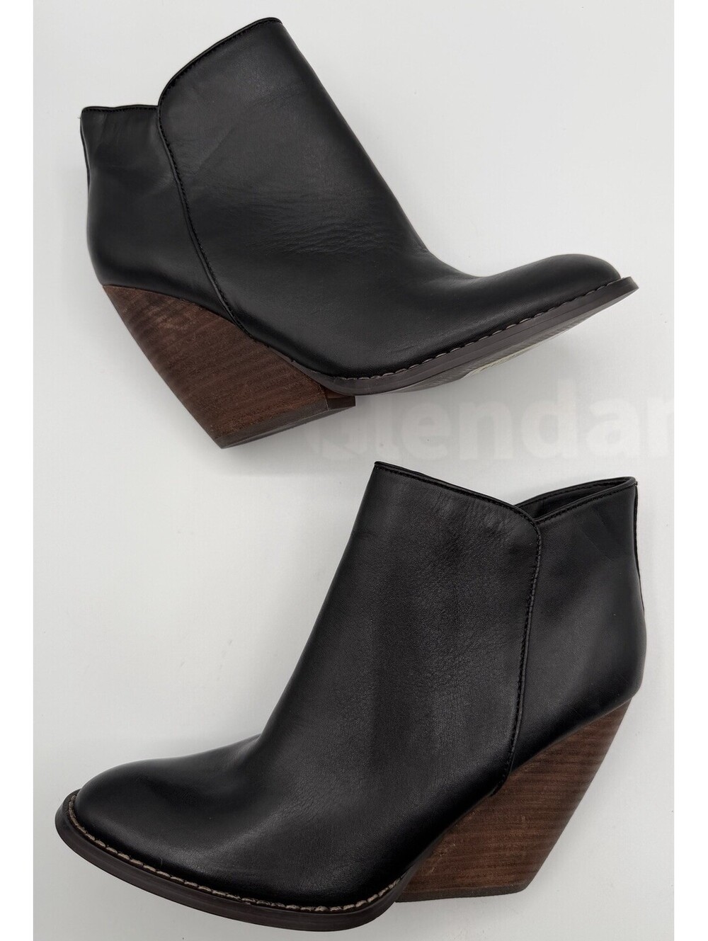 REBA Justin Entertain Black Leather Wedge Ankle Boots Women’s 8 GUC Western